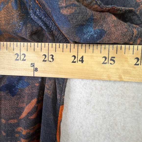 We The Free Button Down XS Oversized Blue Orange Tropical Floral Raw Edge Shirt - Picture 12 of 15